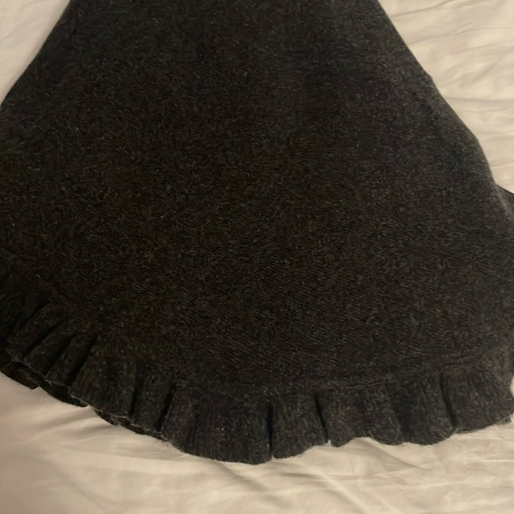 Gruppo Italiano Gray Wool Women Long Ruffle Fringe Wrap Poncho Size One Size OS